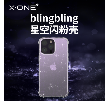 iPhone 14 四角防摔氣囊鏡頭保護殼星空閃粉